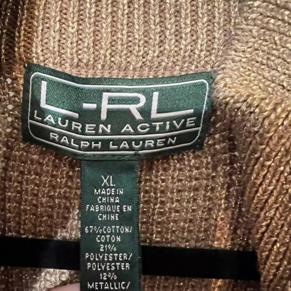 Lauren Ralph Lauren gold zip cardigan XL - Picture 3 of 6